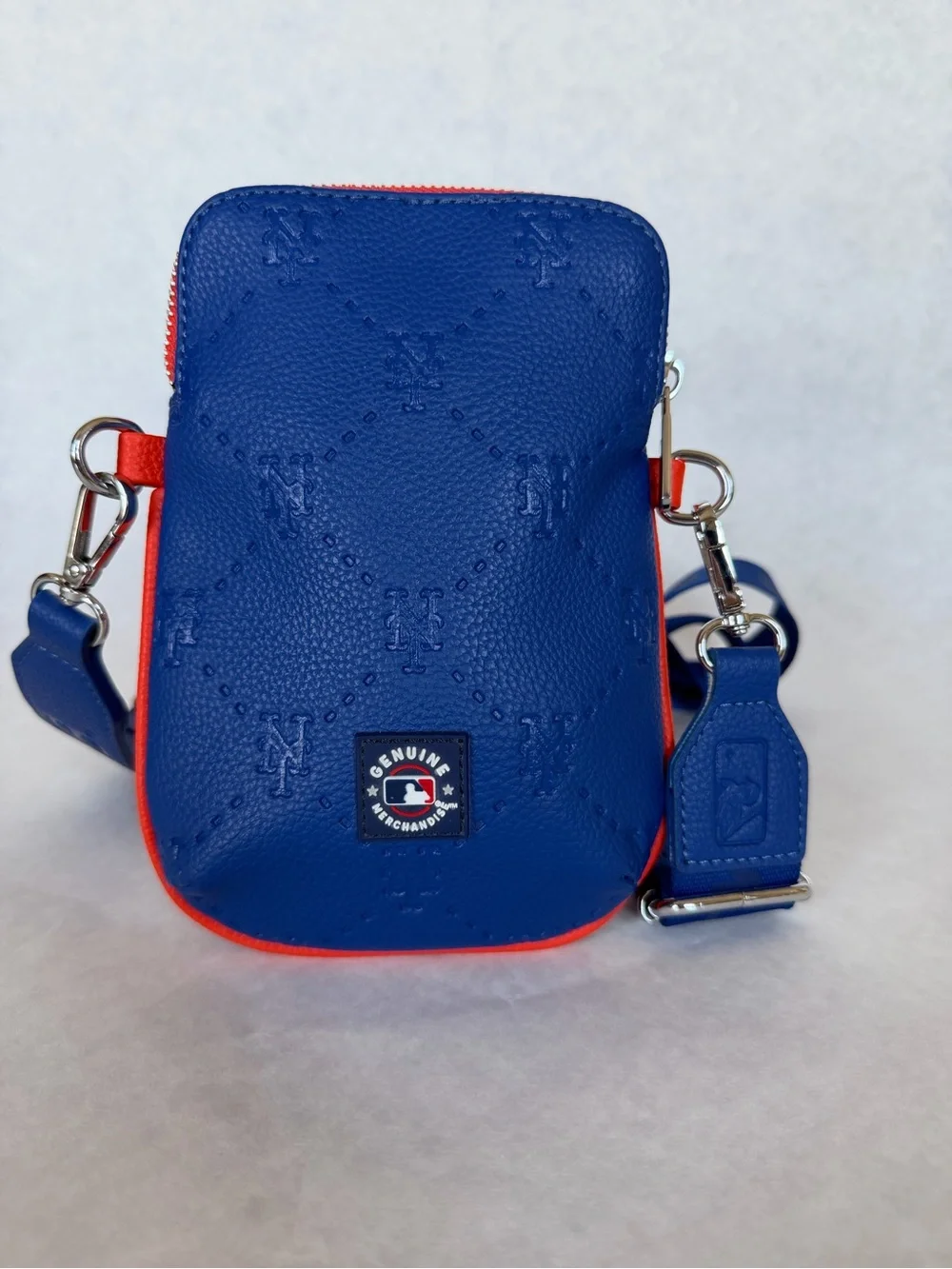 New York Mets MLB Montana West Leather Crossbody Bag Blue Orange